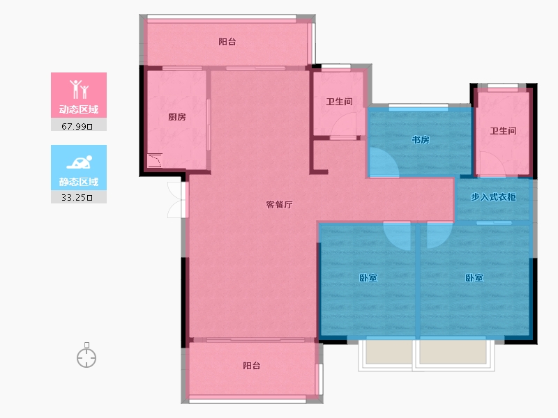 湖南省-邵阳市-仁为峰邵东壹号-91.52-户型库-动静分区