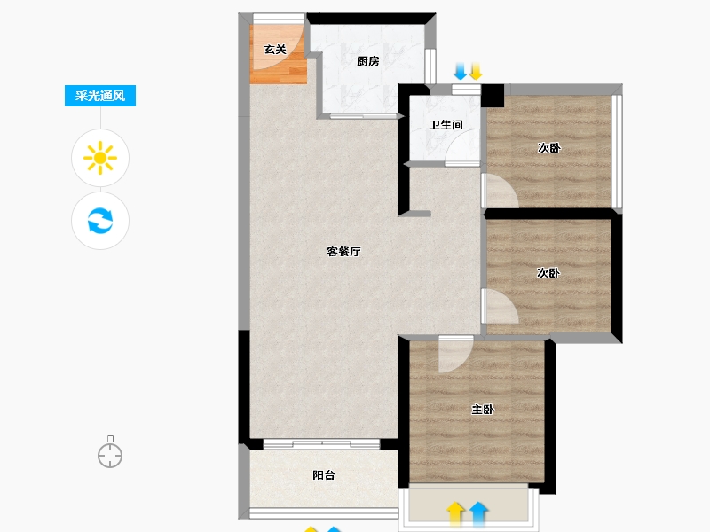 广东省-惠州市-昊翔源壹城中心-71.09-户型库-采光通风