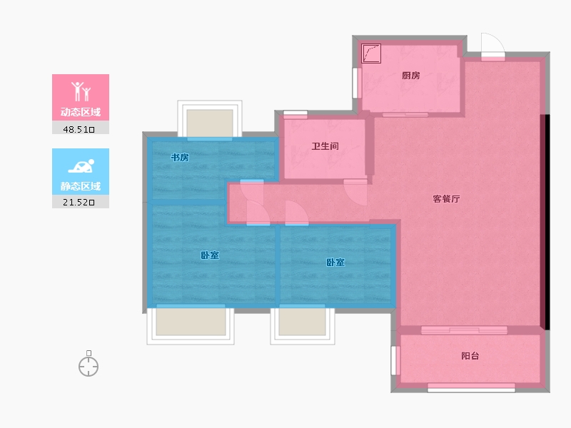 福建省-福州市-龙湖兰园·天序-62.00-户型库-动静分区