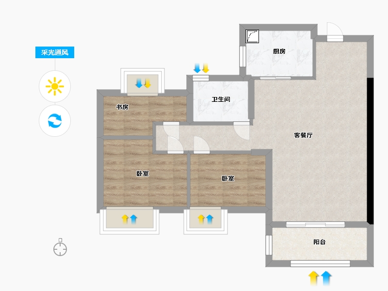 福建省-福州市-龙湖兰园·天序-62.00-户型库-采光通风