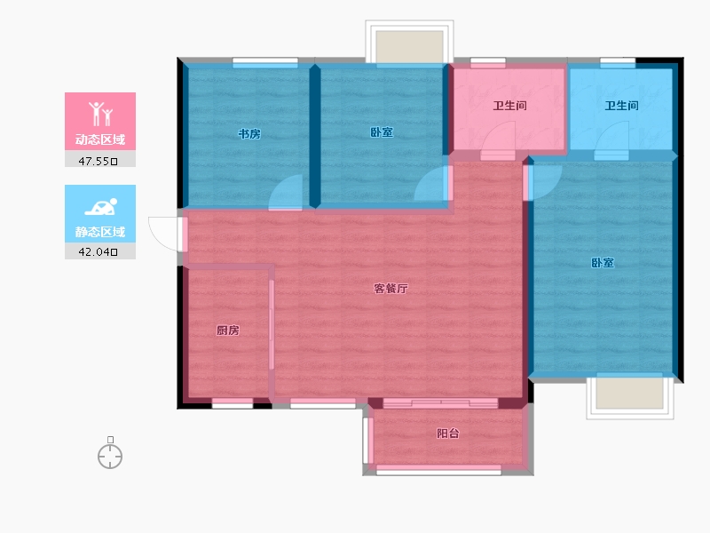 湖南省-长沙市-绿地湘江城际空间站-80.17-户型库-动静分区