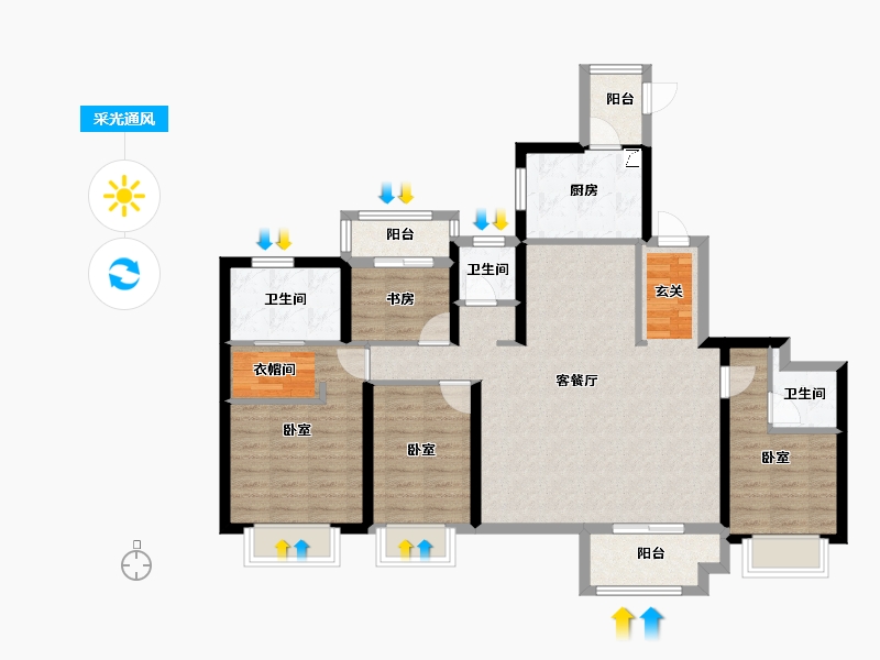 湖北省-孝感市-新城悦隽-105.16-户型库-采光通风