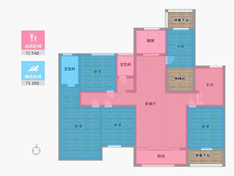 宁夏回族自治区-银川市-吉泰璞樾台-139.04-户型库-动静分区