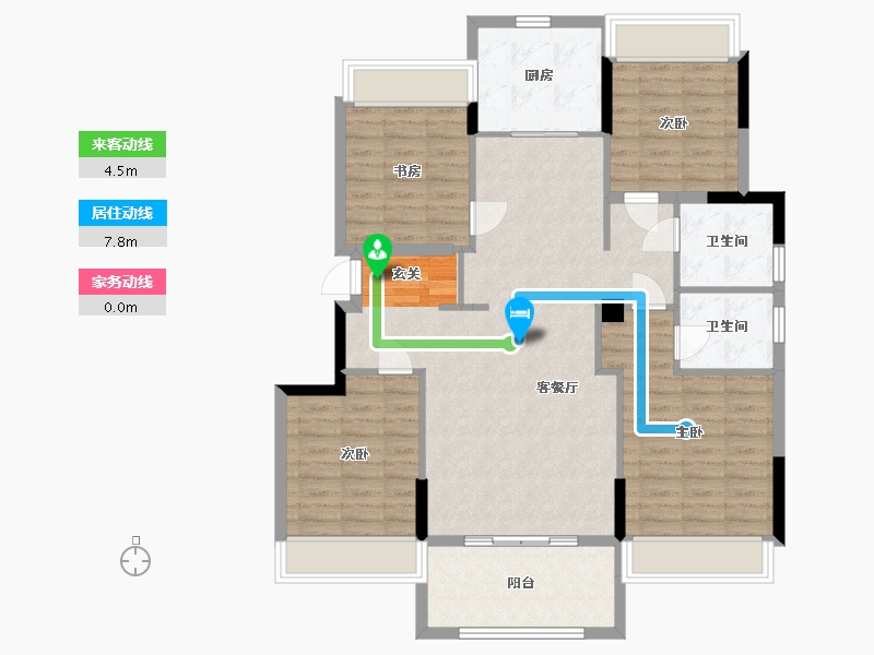 湖南省-常德市-祥生江山樾-108.35-户型库-动静线