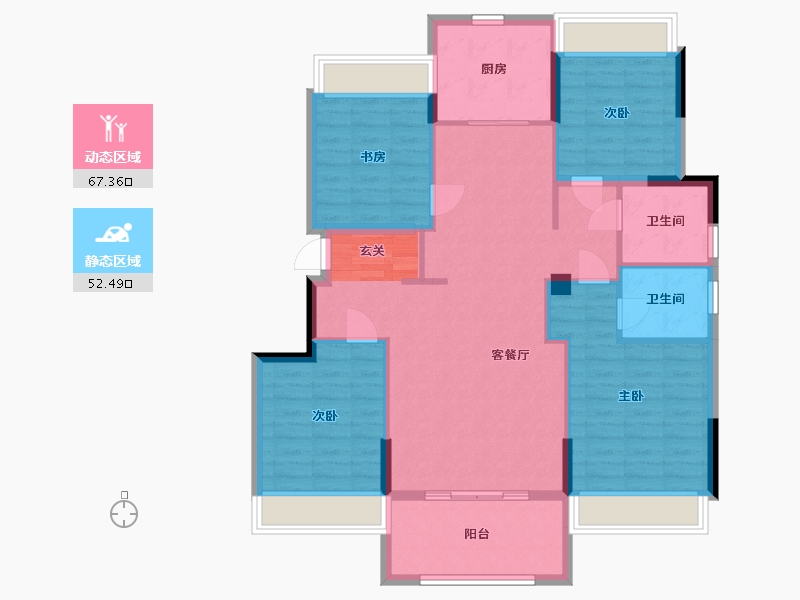 湖南省-常德市-祥生江山樾-108.35-户型库-动静分区