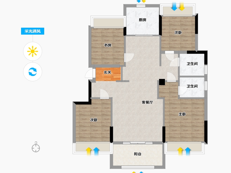 湖南省-常德市-祥生江山樾-108.35-户型库-采光通风