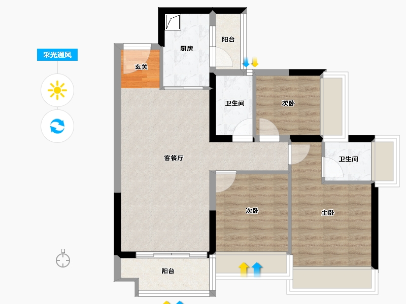 广东省-惠州市-星河荣域-72.85-户型库-采光通风