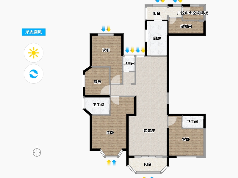 湖南省-长沙市-富兴时代御城-152.70-户型库-采光通风