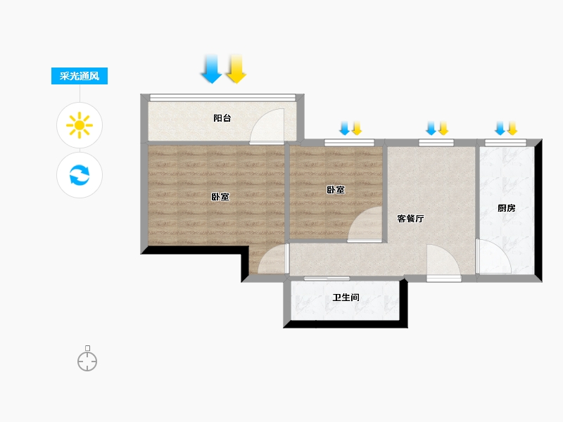 广东省-深圳市-满京华·云晓公馆-59.99-户型库-采光通风