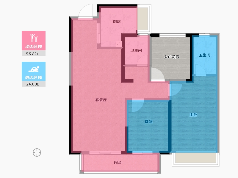 湖南省-长沙市-中国铁建湘语梅溪-88.58-户型库-动静分区