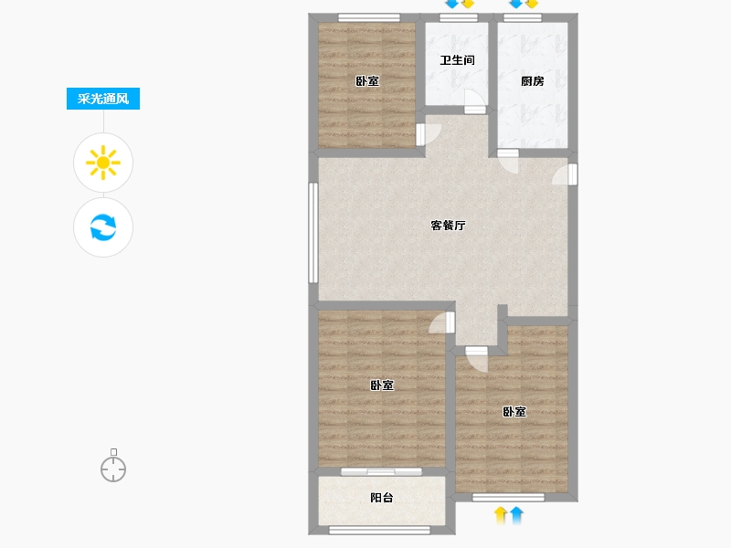 江苏省-徐州市-宏利达金水湾-89.99-户型库-采光通风