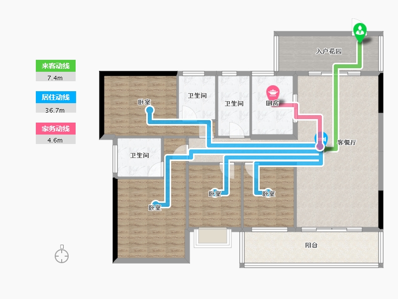 广东省-广州市-雅居乐凯茵又一城-135.70-户型库-动静线