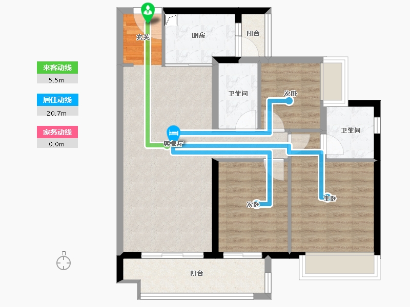 湖南省-长沙市-宁乡美的城-82.52-户型库-动静线