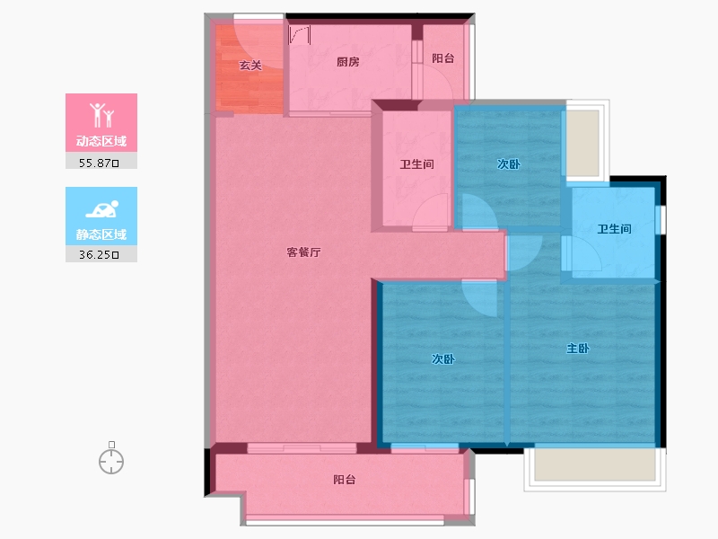 湖南省-长沙市-宁乡美的城-82.52-户型库-动静分区