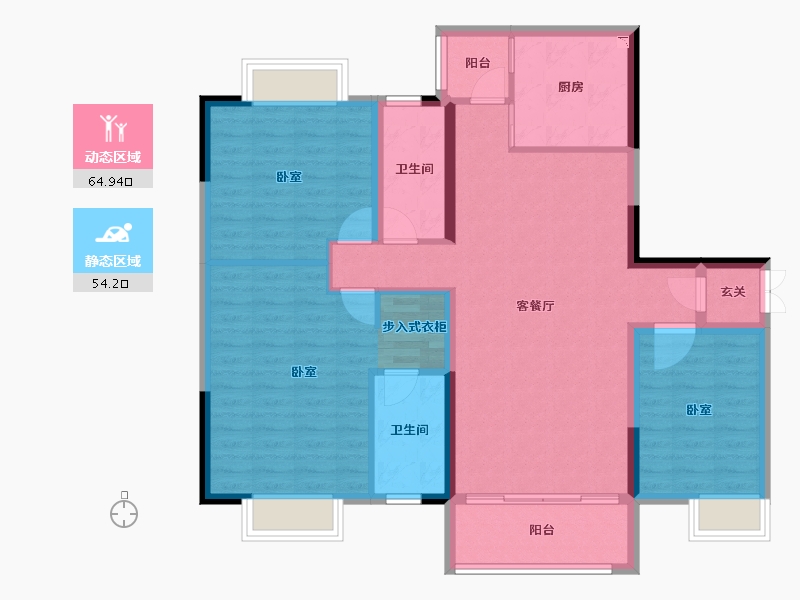 广东省-广州市-江畔雅苑-107.20-户型库-动静分区