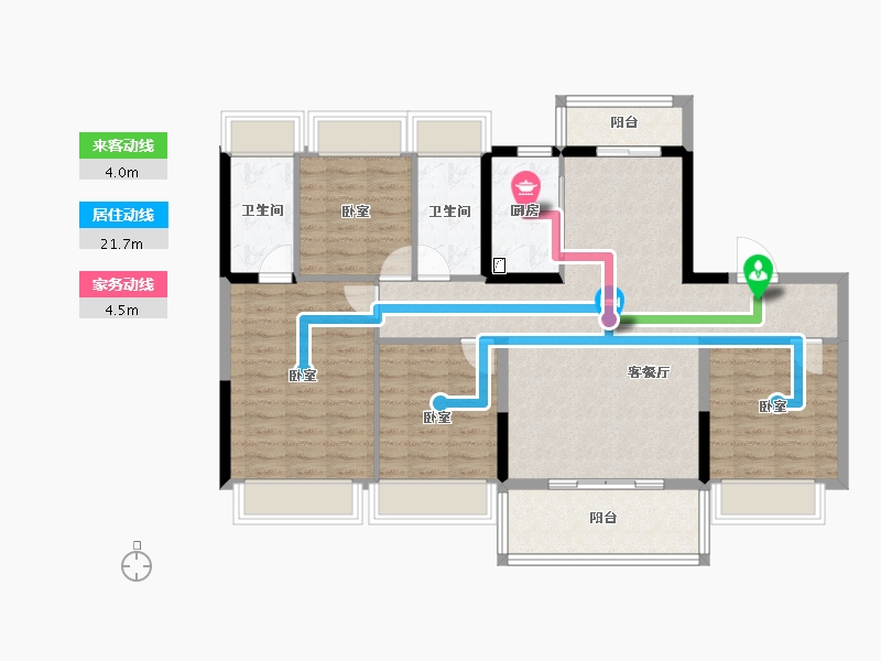 湖北省-孝感市-碧桂园新城华府-105.53-户型库-动静线