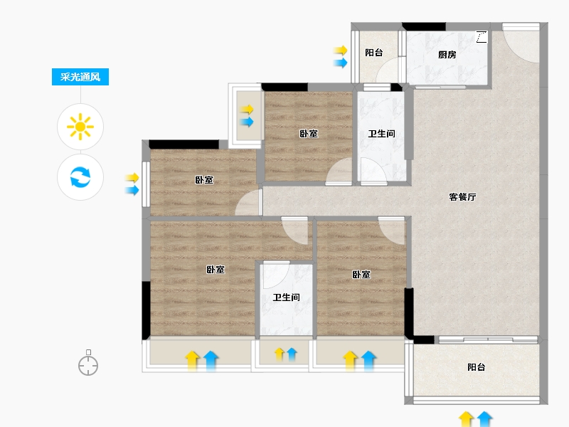 广东省-阳江市-国鼎·中央公园-90.05-户型库-采光通风