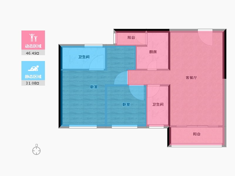 广东省-深圳市-满京华·云晓公馆-70.42-户型库-动静分区