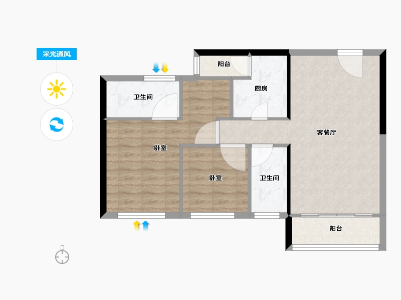 广东省-深圳市-满京华·云晓公馆-70.42-户型库-采光通风