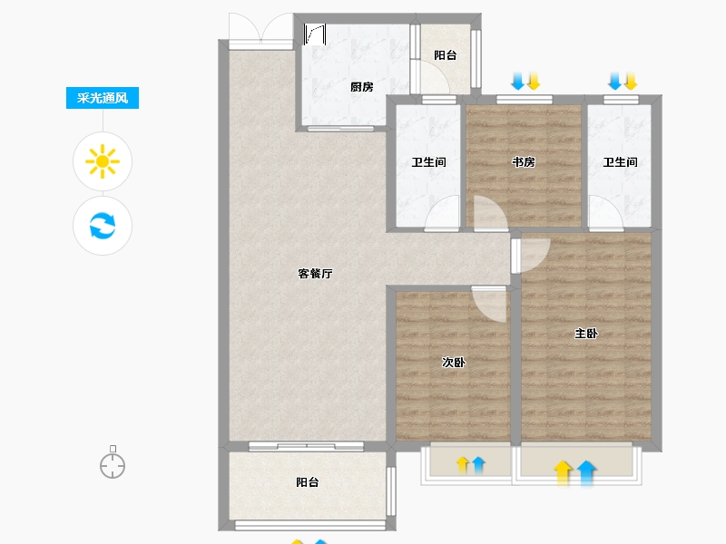 云南省-昆明市-中国铁建西派国樾-102.00-户型库-采光通风