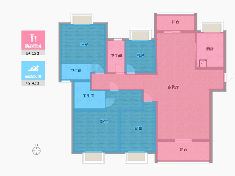 广东省-汕尾市-瑞城花园-137.54-户型库-动静分区