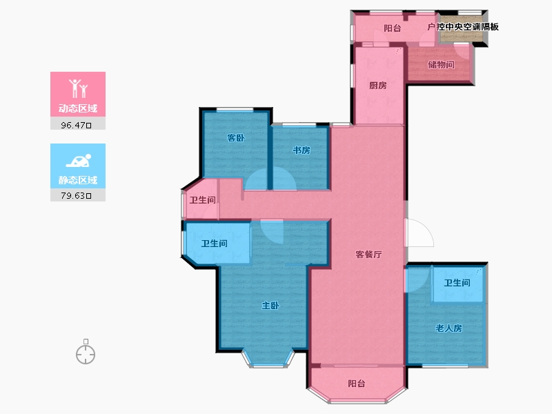 湖南省-长沙市-富兴时代御城-161.66-户型库-动静分区