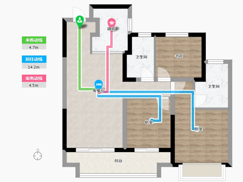 浙江省-嘉兴市-奥山弘阳题红樾里-76.00-户型库-动静线