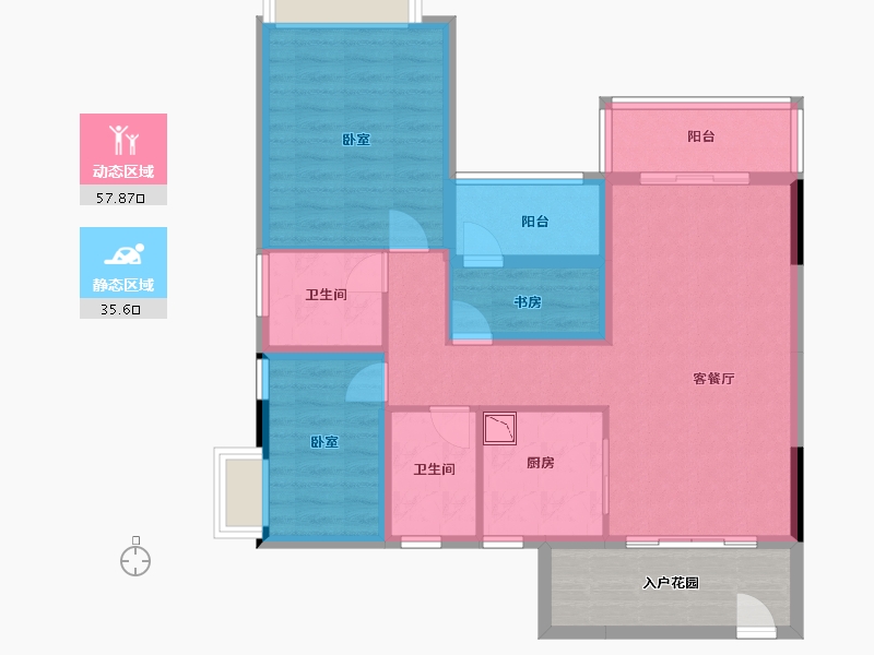 广东省-广州市-雅居乐凯茵又一城-90.83-户型库-动静分区