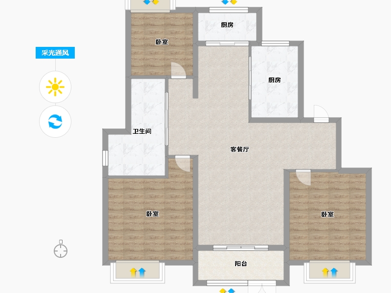 江苏省-徐州市-泉城金水湾-109.00-户型库-采光通风