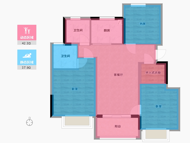 浙江省-嘉兴市-朗诗绿洲璟院-71.00-户型库-动静分区