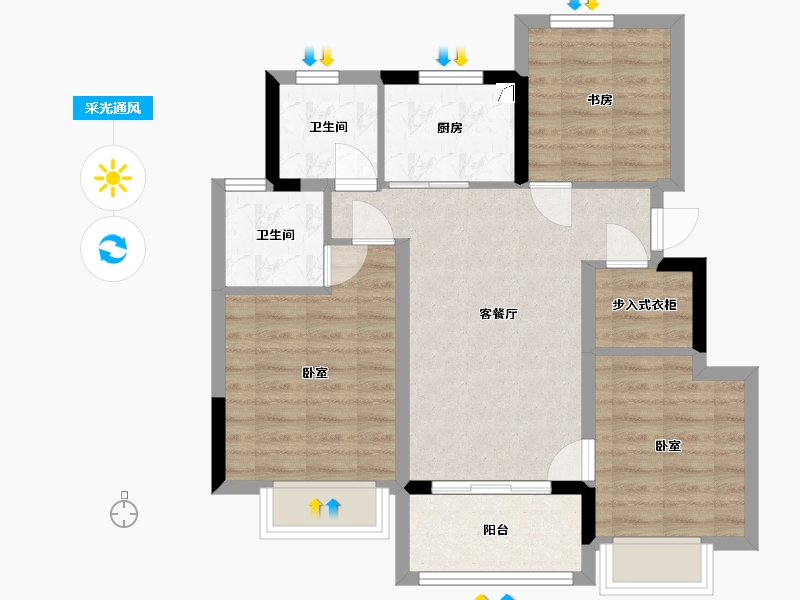 浙江省-嘉兴市-朗诗绿洲璟院-71.00-户型库-采光通风