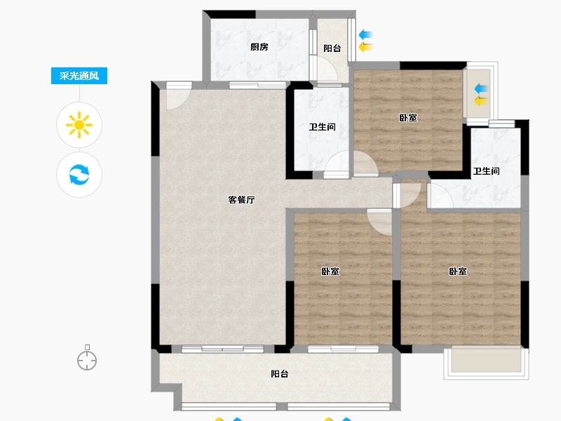 广东省-广州市-奥园公园一号-105.54-户型库-采光通风