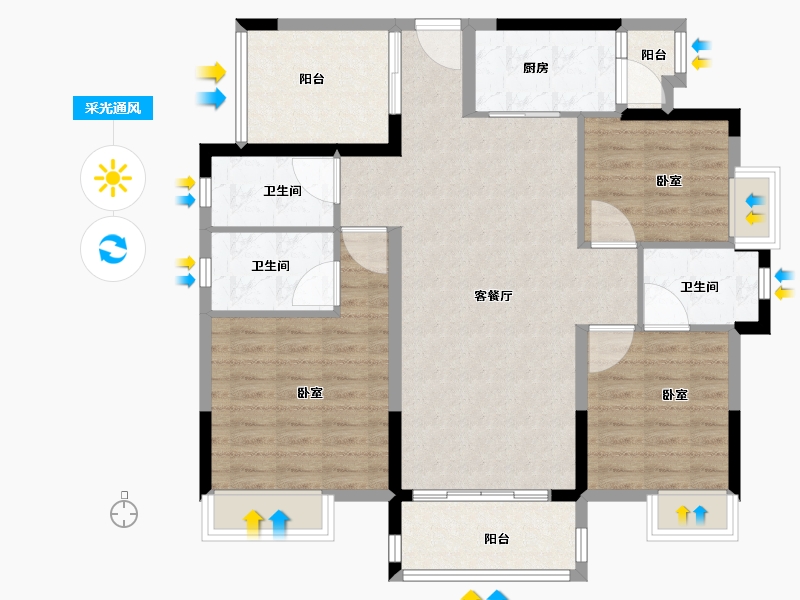 广东省-广州市-奥园公园一号-102.18-户型库-采光通风