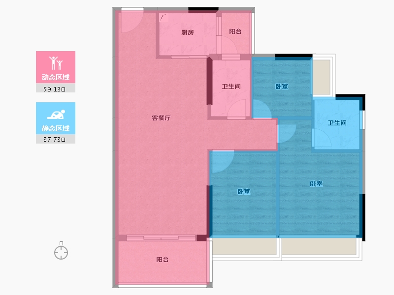 广东省-阳江市-国鼎·中央公园-87.60-户型库-动静分区