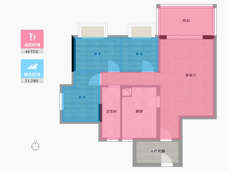 广东省-广州市-顺德时代倾城-65.88-户型库-动静分区