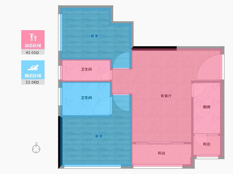 广东省-深圳市-满京华·云晓公馆-69.23-户型库-动静分区