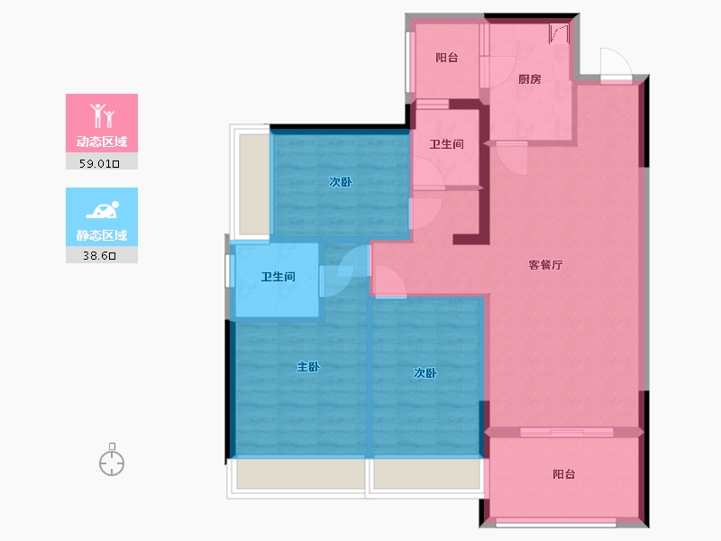 湖南省-常德市-城投·十里外滩-87.20-户型库-动静分区