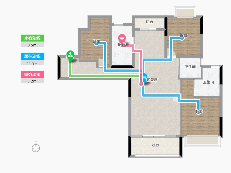 湖南省-长沙市-汉唐世家-106.99-户型库-动静线