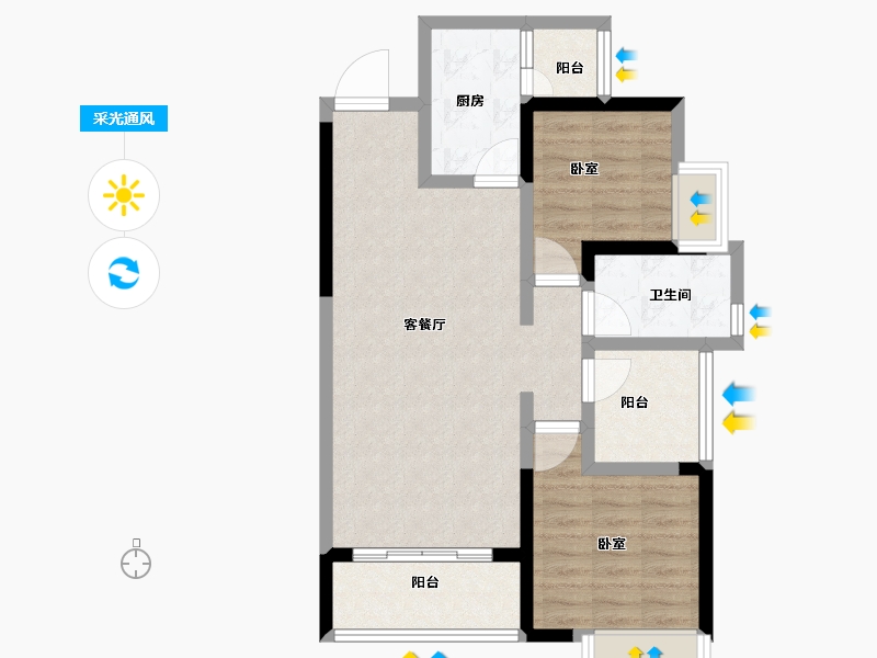 广东省-广州市-中海金沙水岸-72.00-户型库-采光通风