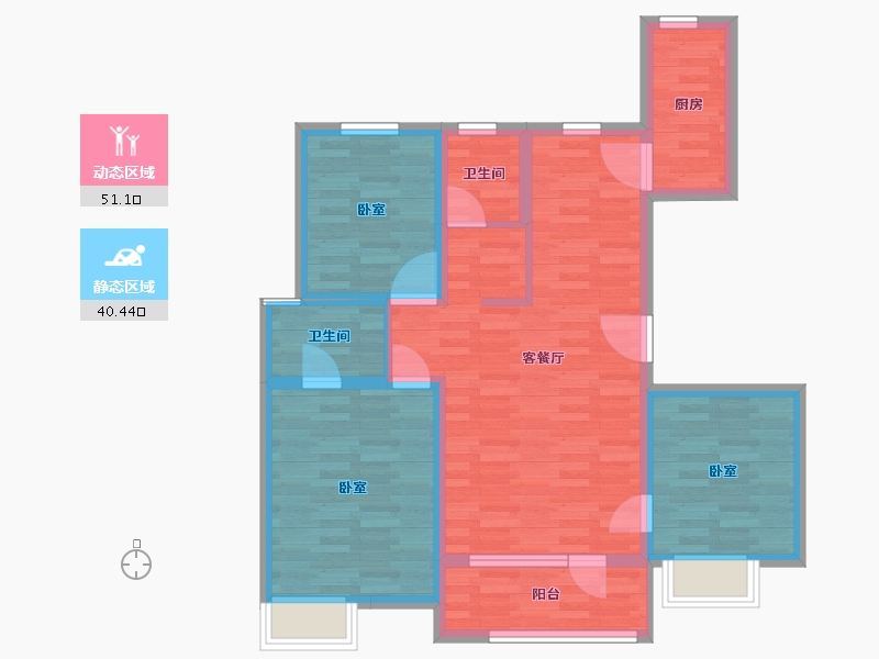 辽宁省-大连市-招商公园1872-80.92-户型库-动静分区