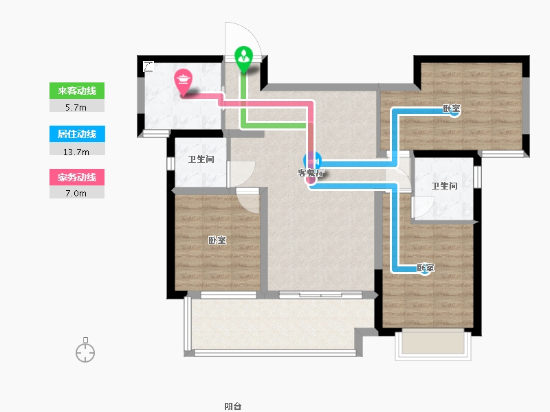 湖南省-长沙市-德奥·悦东方-88.00-户型库-动静线