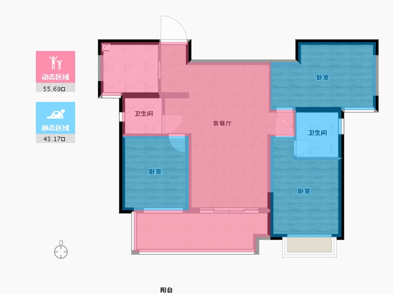 湖南省-长沙市-德奥·悦东方-88.00-户型库-动静分区