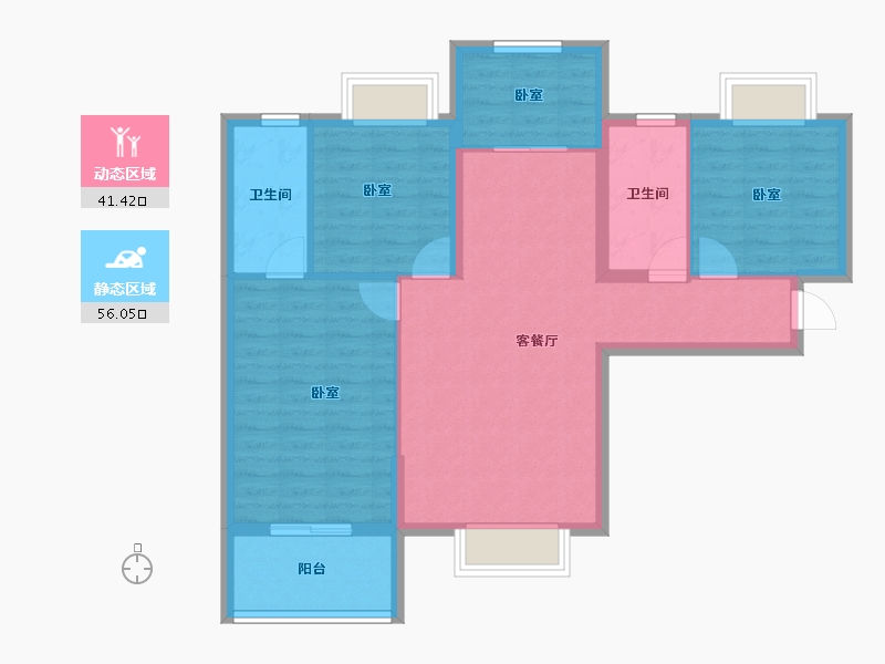 湖北省-孝感市-迎宾花城-87.73-户型库-动静分区