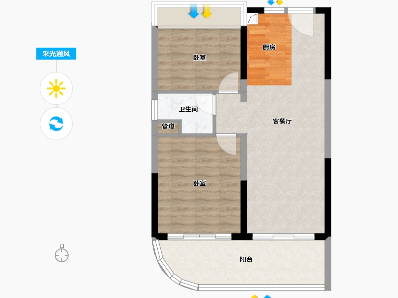 广东省-阳江市-碧桂园月亮湾-64.30-户型库-采光通风