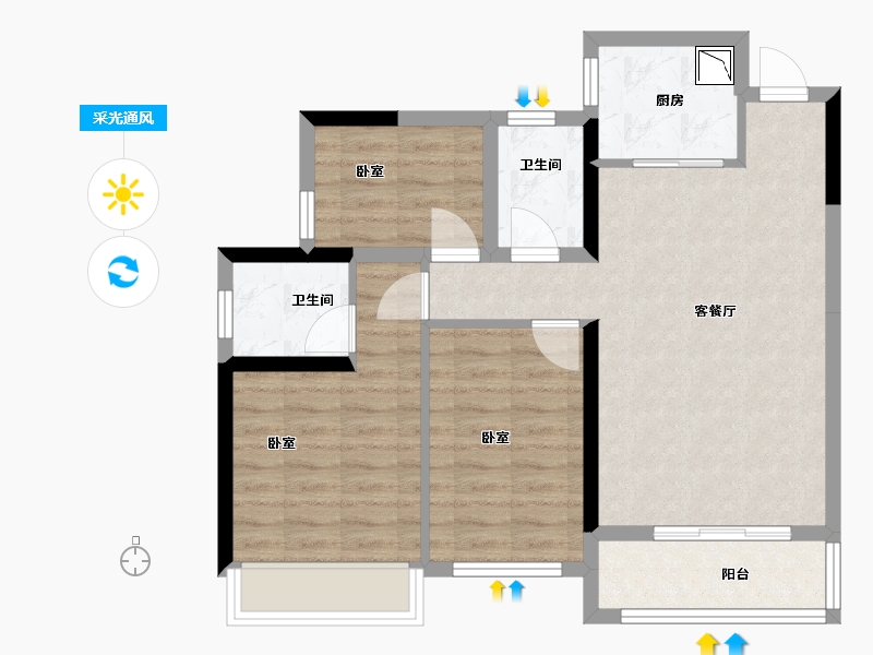 广东省-广州市-华福御水岸-73.00-户型库-采光通风