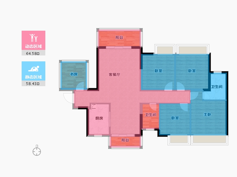 广西壮族自治区-贺州市-龙光玖誉湖-109.87-户型库-动静分区