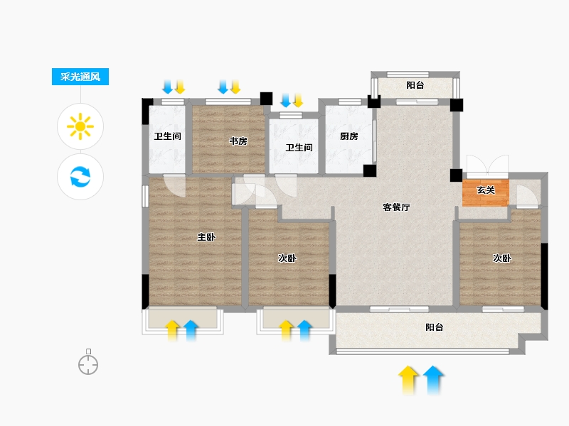 河南省-周口市-品胜阳城府-115.17-户型库-采光通风