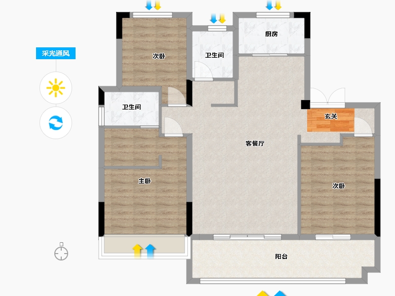 河南省-周口市-品胜阳城府-106.40-户型库-采光通风