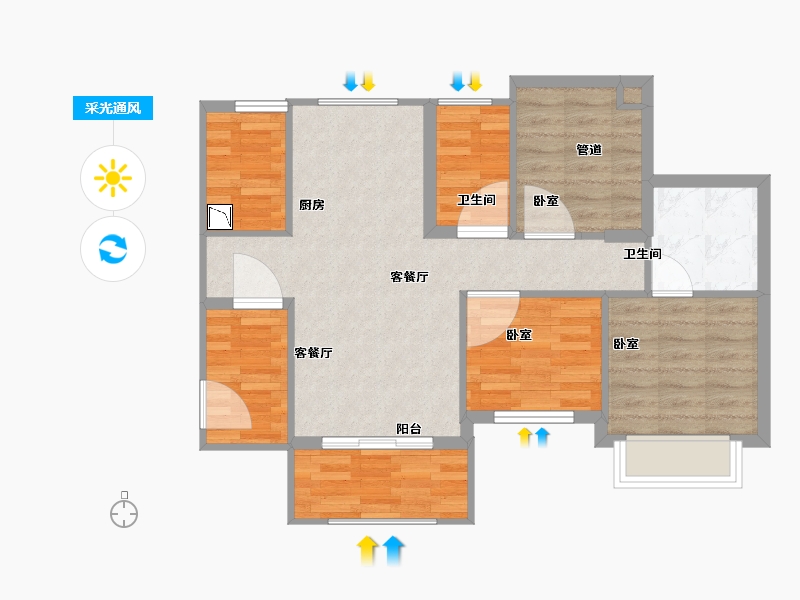 广东省-广州市-江山时代-73.01-户型库-采光通风