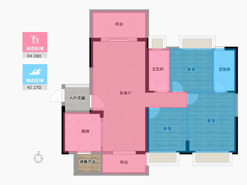 湖南省-衡阳市-银泰红城6~9期-101.99-户型库-动静分区